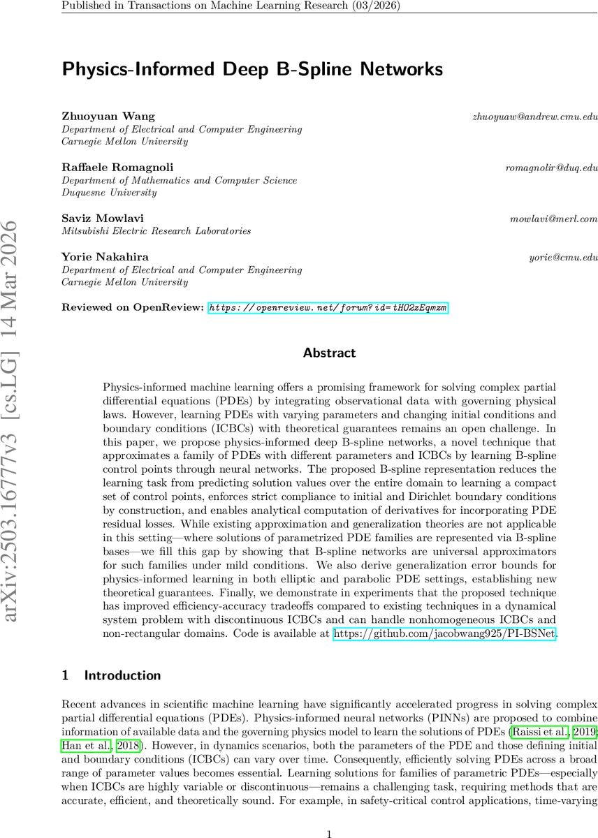 Physics-Informed Deep B-Spline Networks