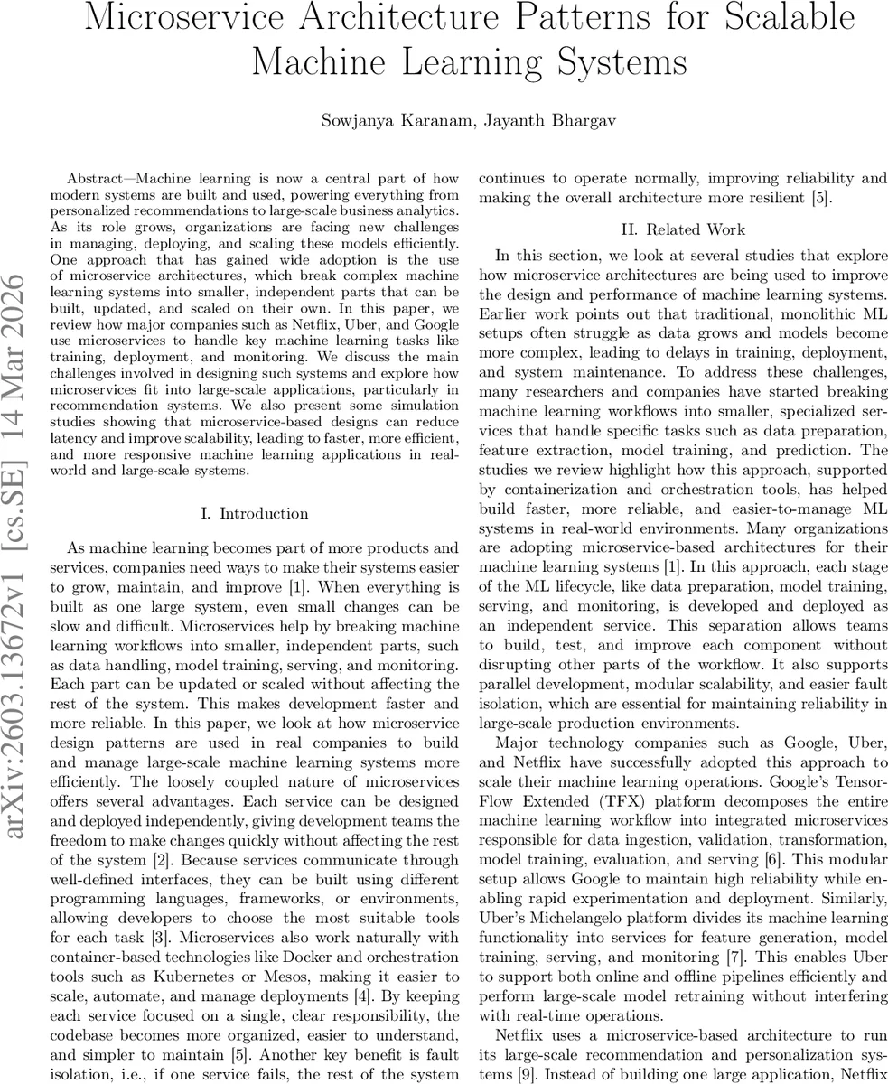 Microservice Architecture Patterns for Scalable Machine Learning Systems