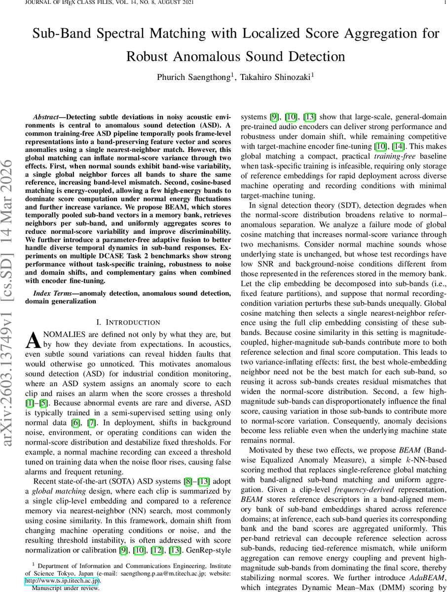 Sub-Band Spectral Matching with Localized Score Aggregation for Robust Anomalous Sound Detection