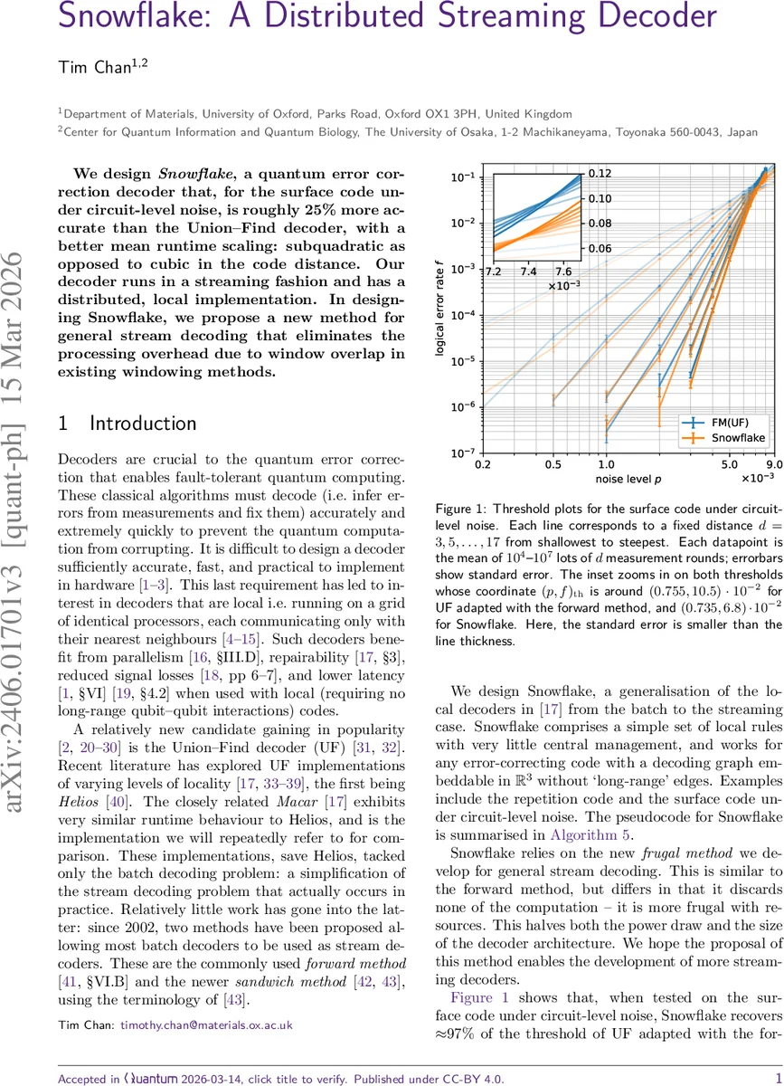 Snowflake: A Distributed Streaming Decoder