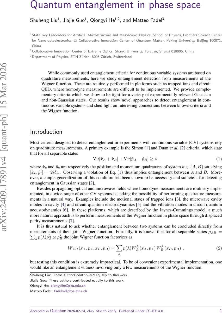 Quantum entanglement in phase space