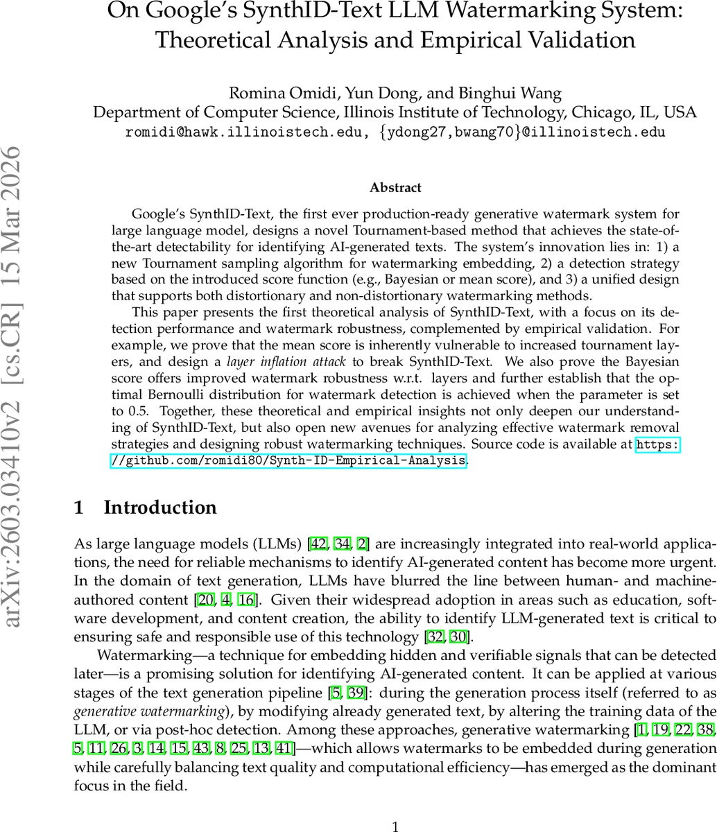 On Google's SynthID-Text LLM Watermarking System: Theoretical Analysis and Empirical Validation
