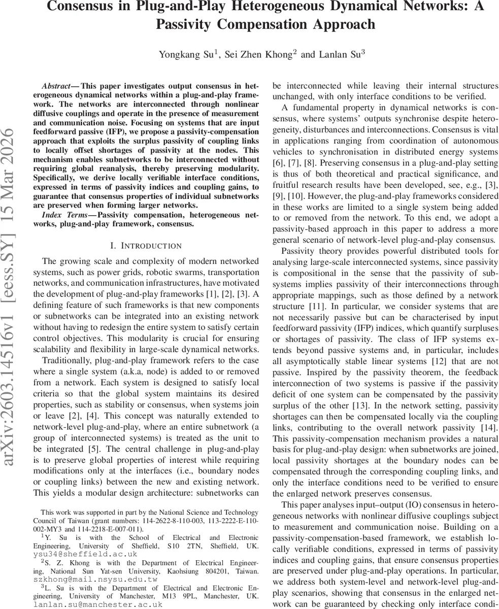 Consensus in Plug-and-Play Heterogeneous Dynamical Networks: A Passivity Compensation Approach