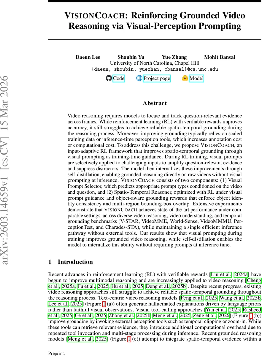 VisionCoach: Reinforcing Grounded Video Reasoning via Visual-Perception Prompting