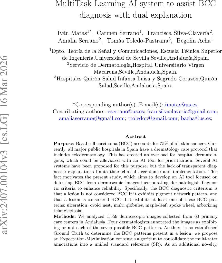 MultiTask Learning AI system to assist BCC diagnosis with dual explanation