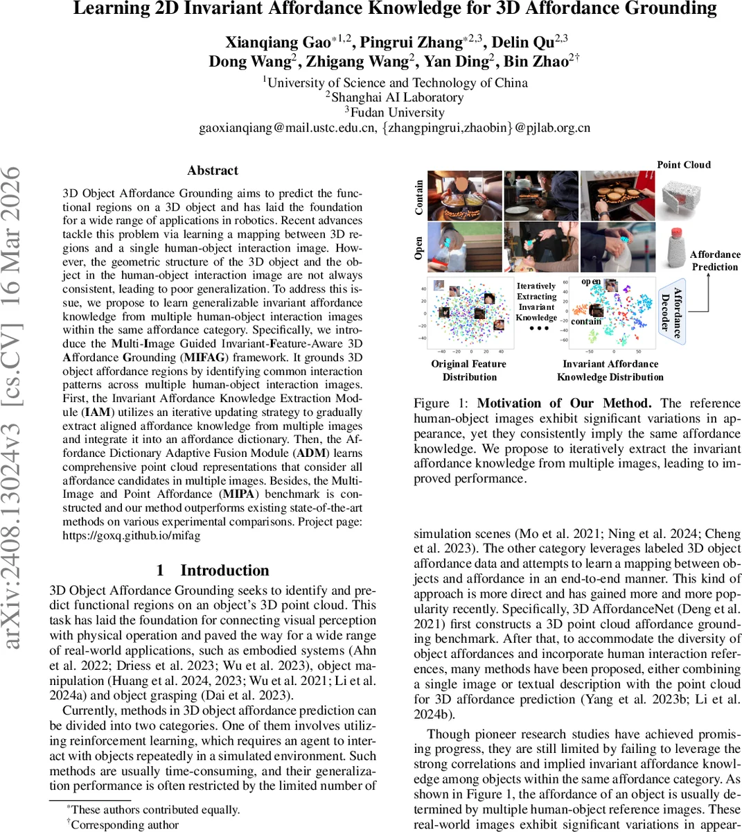 Learning 2D Invariant Affordance Knowledge for 3D Affordance Grounding
