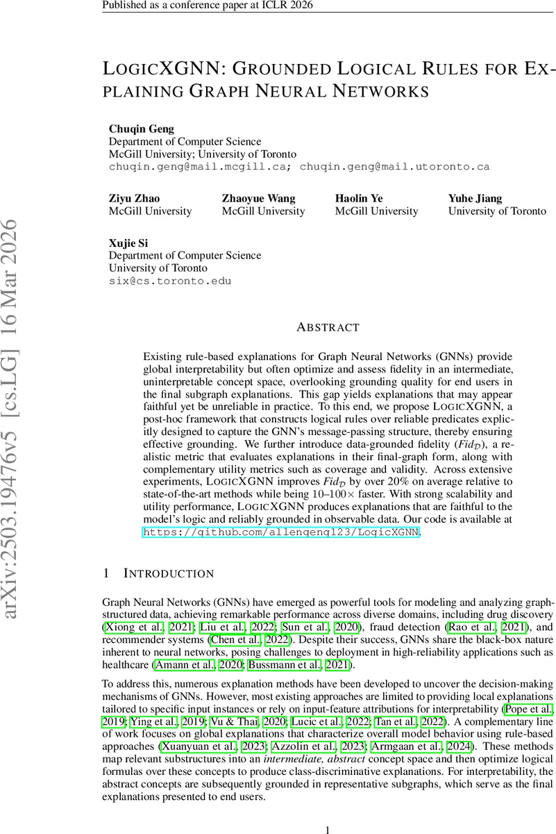 LogicXGNN: Grounded Logical Rules for Explaining Graph Neural Networks