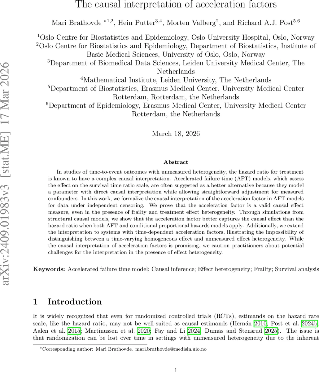 The causal interpretation of acceleration factors