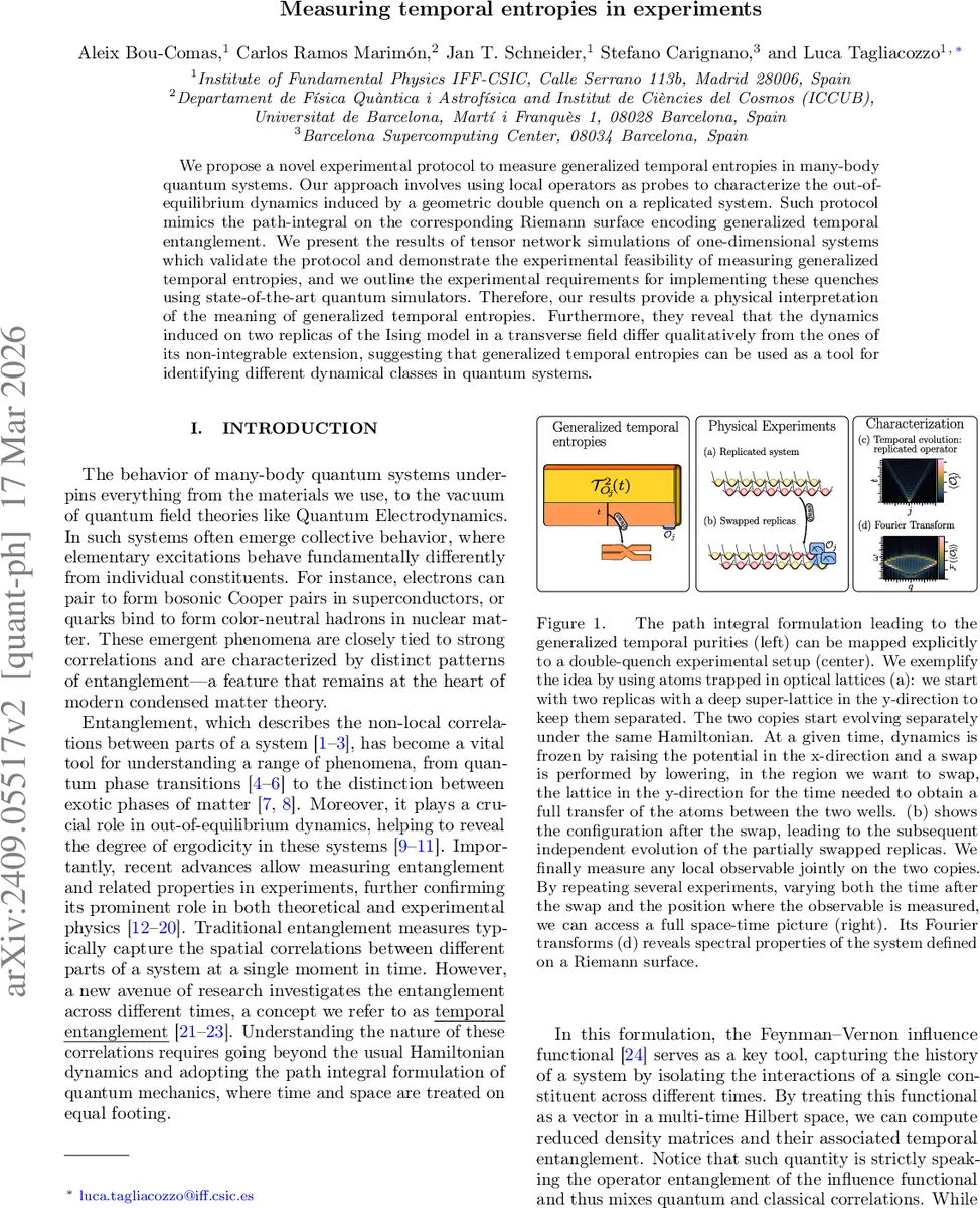 Measuring temporal entropies in experiments