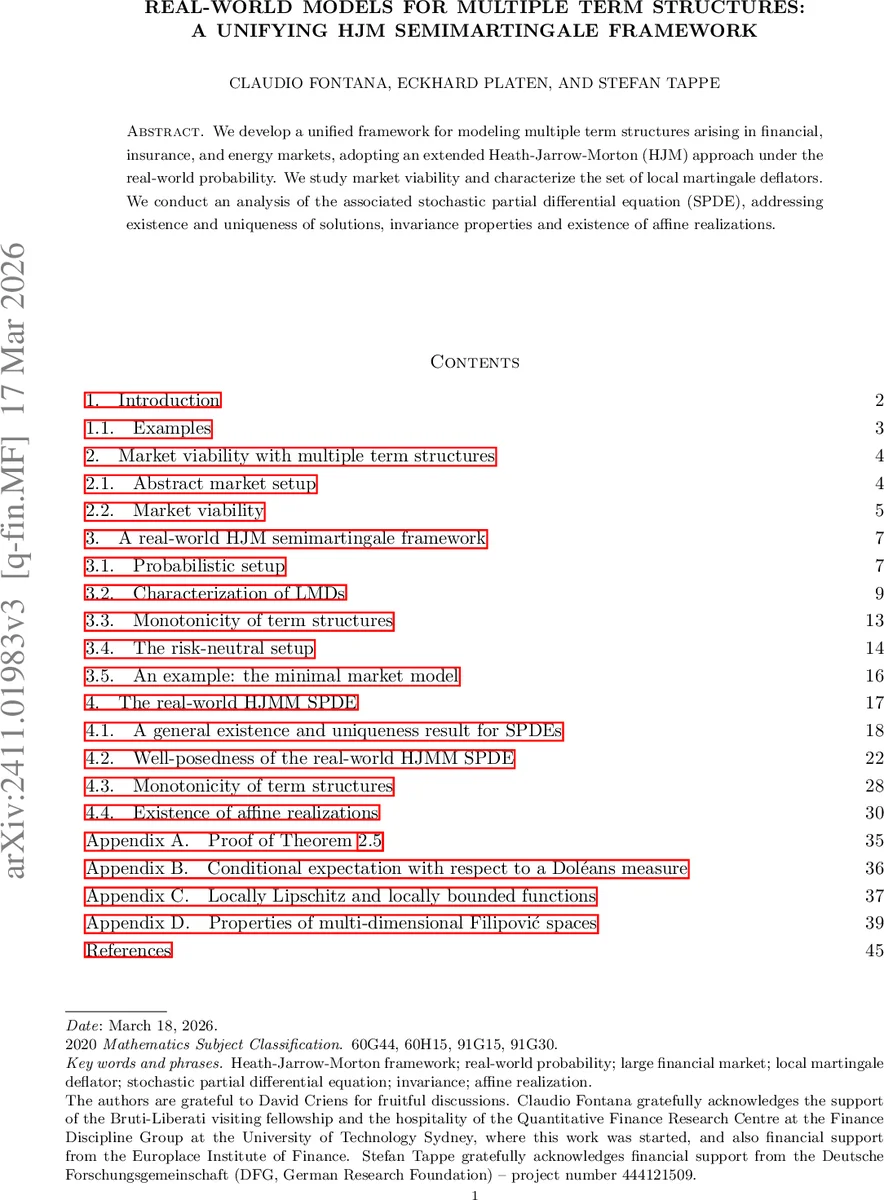 Real-world models for multiple term structures: a unifying HJM semimartingale framework