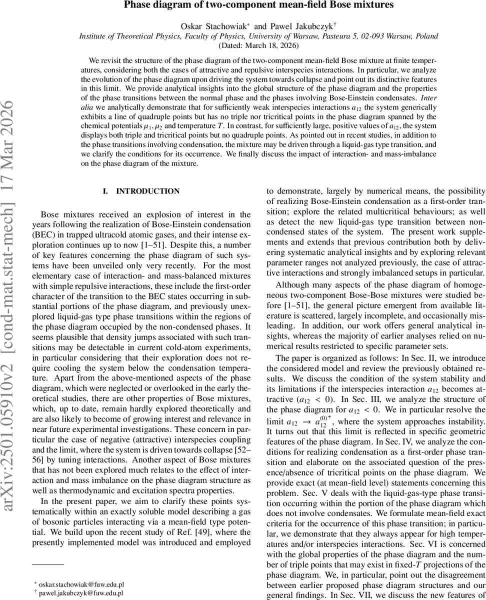 Phase diagram of two-component mean-field Bose mixtures
