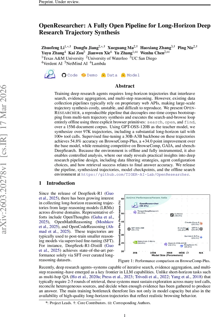 OpenResearcher: A Fully Open Pipeline for Long-Horizon Deep Research Trajectory Synthesis