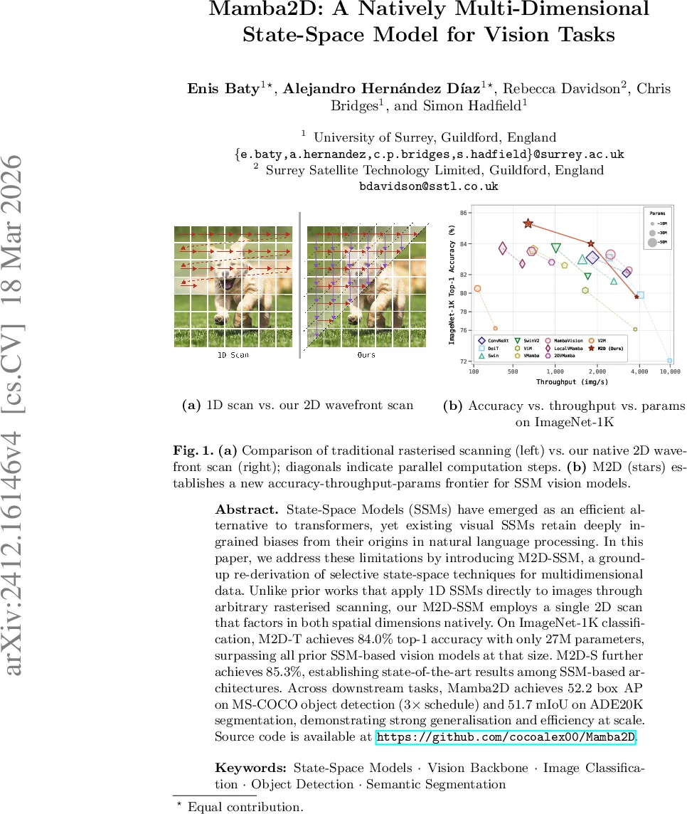 Mamba2D: A Natively Multi-Dimensional State-Space Model for Vision Tasks