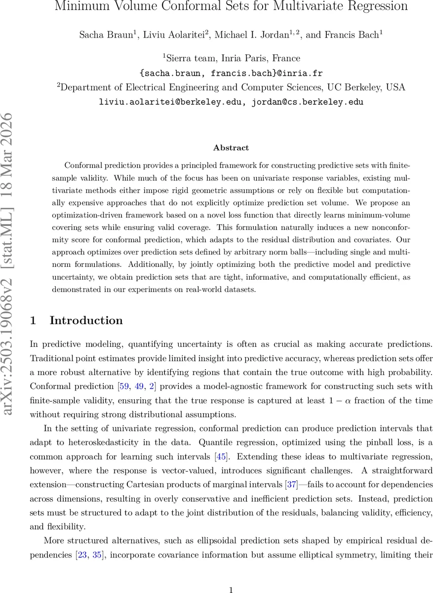 Minimum Volume Conformal Sets for Multivariate Regression