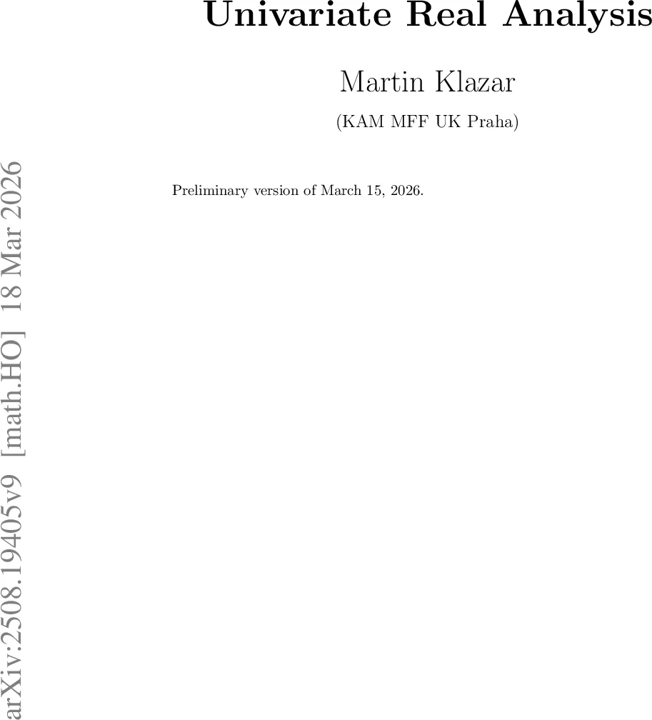 Univariate Real Analysis