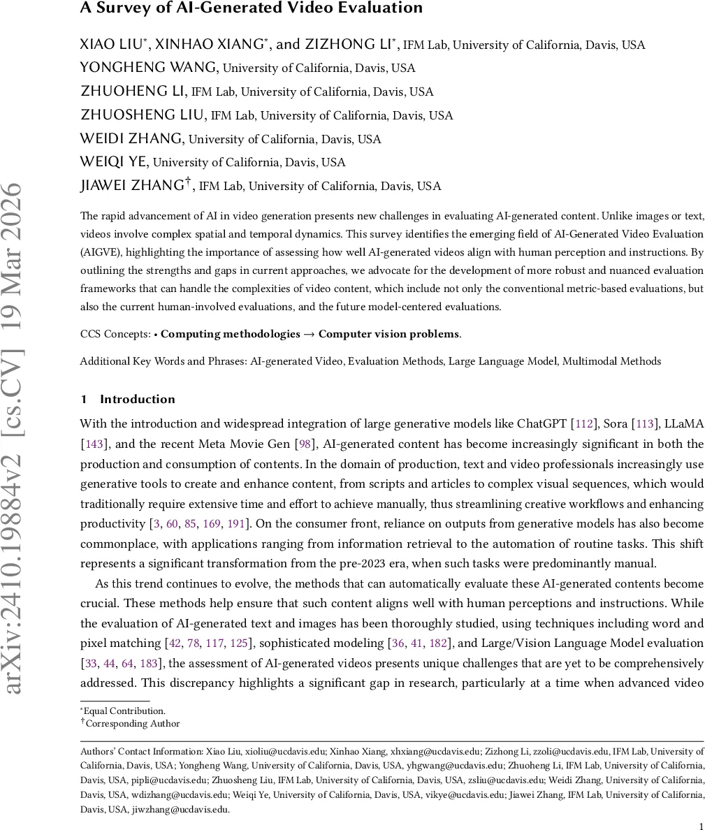 A Survey of AI-Generated Video Evaluation