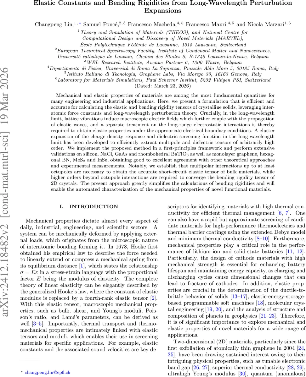 Elastic Constants and Bending Rigidities from Long-Wavelength Perturbation Expansions