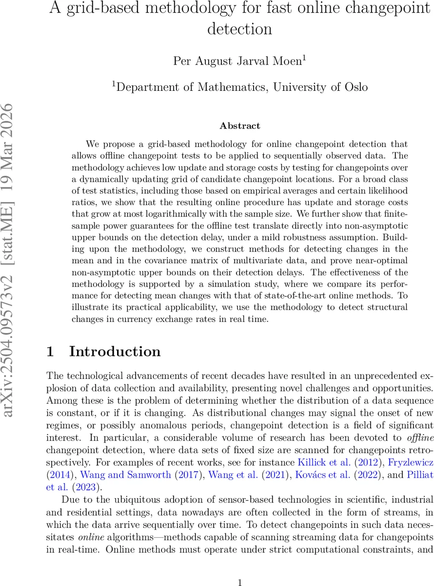 A grid-based methodology for fast online changepoint detection