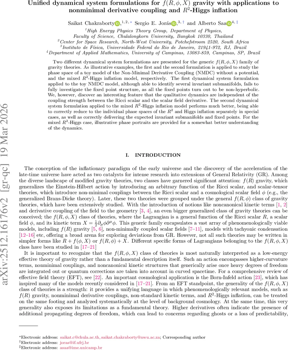 Unified dynamical system formulations for $f(R,ϕ,X)$ gravity with applications to nonminimal derivative coupling and $R^2$-Higgs inflation