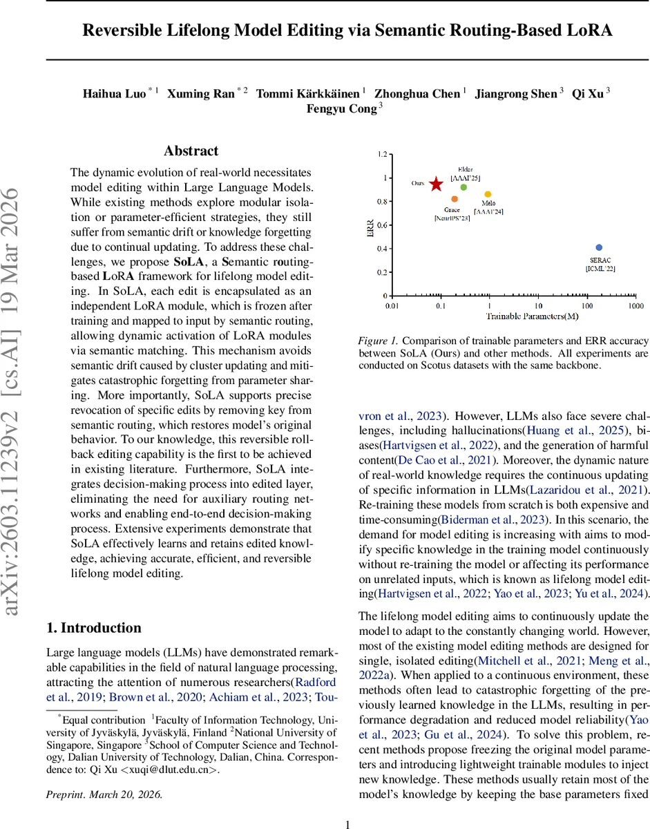 Reversible Lifelong Model Editing via Semantic Routing-Based LoRA