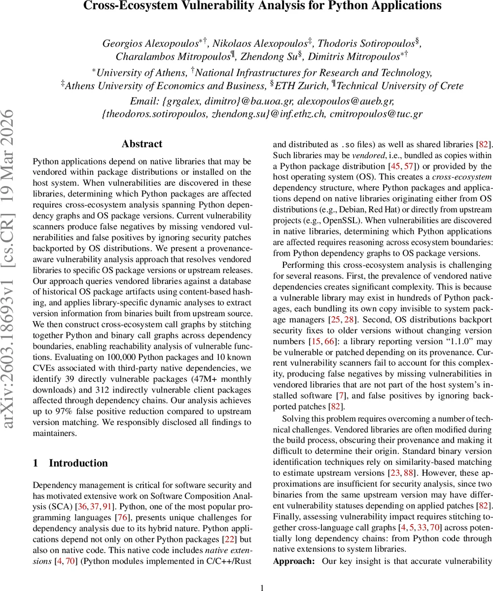 Cross-Ecosystem Vulnerability Analysis for Python Applications