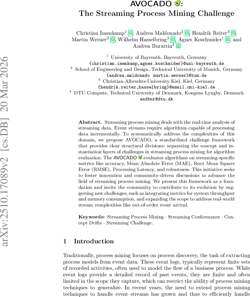 AVOCADO: The Streaming Process Mining Challenge