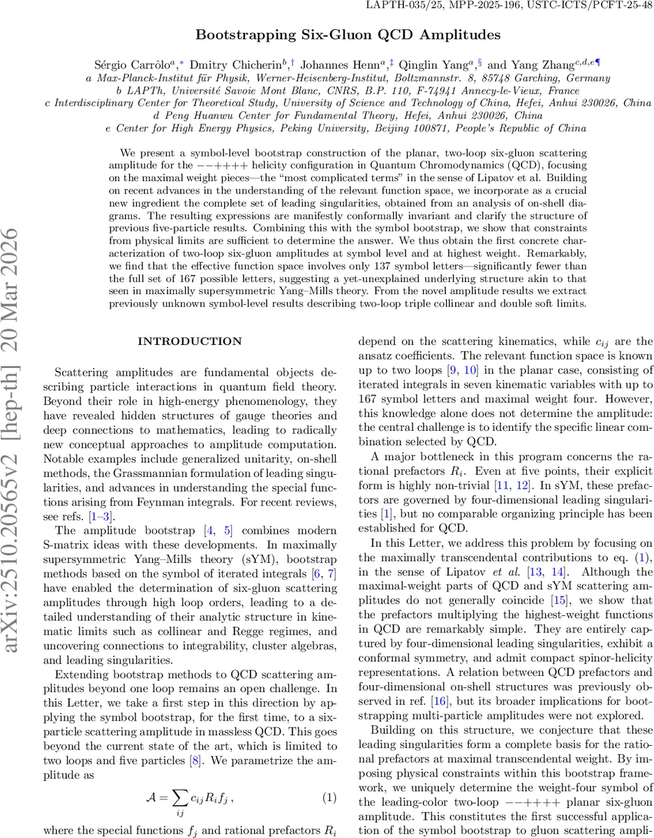 Bootstrapping Six-Gluon QCD Amplitudes