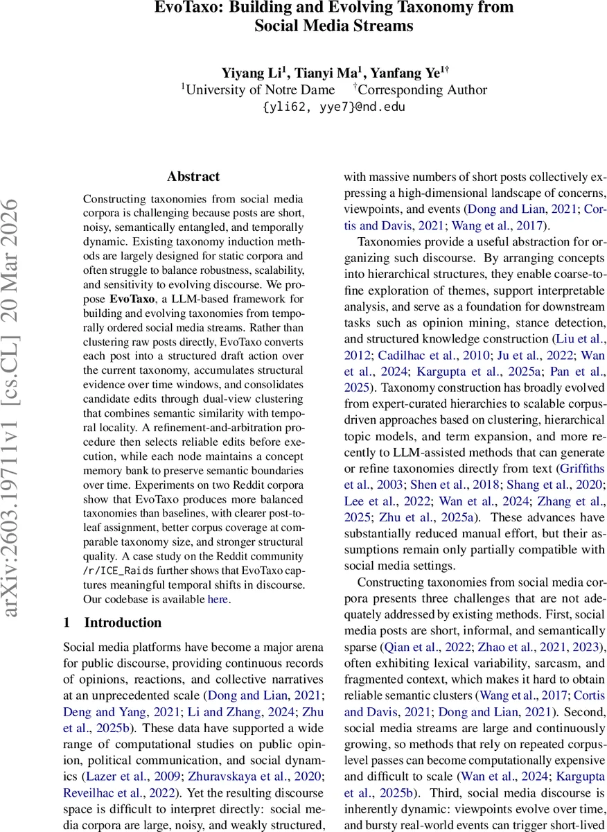 EvoTaxo: Building and Evolving Taxonomy from Social Media Streams