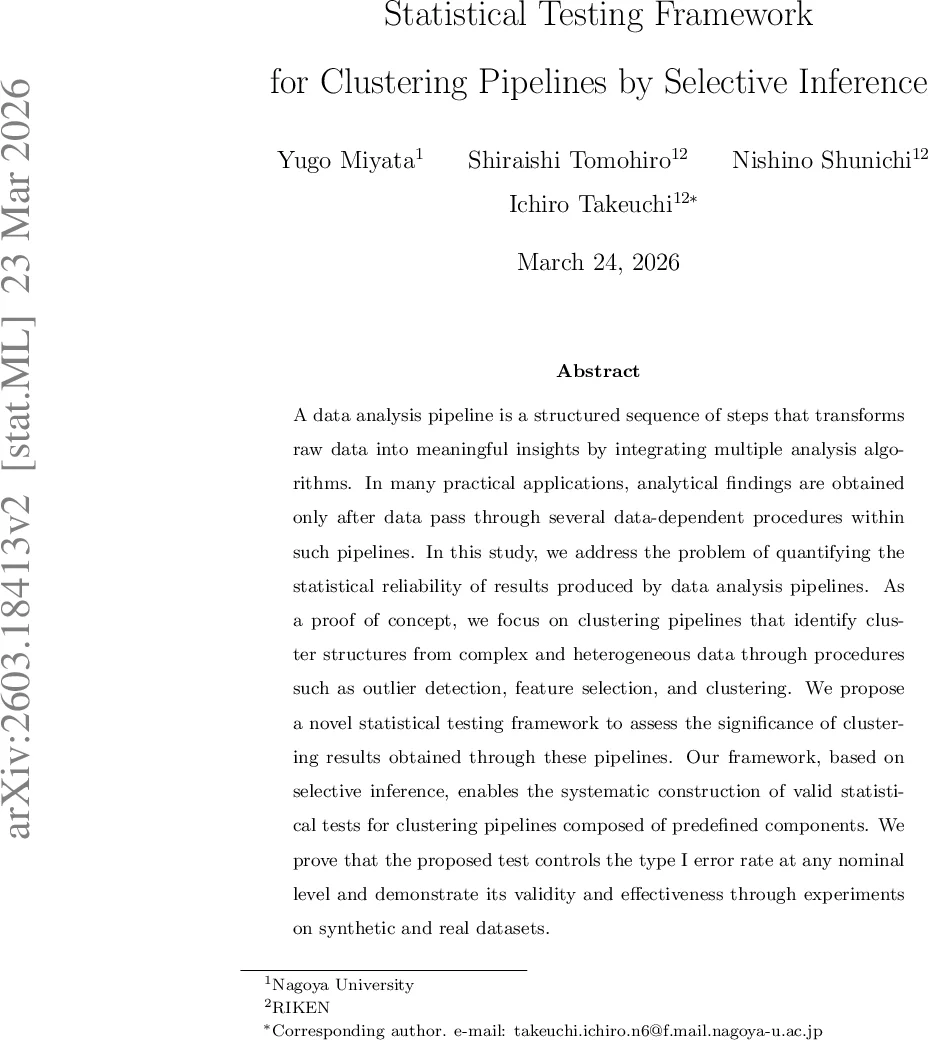 Statistical Testing Framework for Clustering Pipelines by Selective Inference