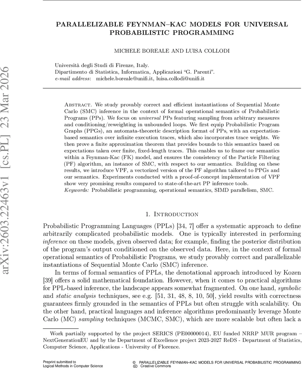 Parallelizable Feynman-Kac Models for Universal Probabilistic Programming