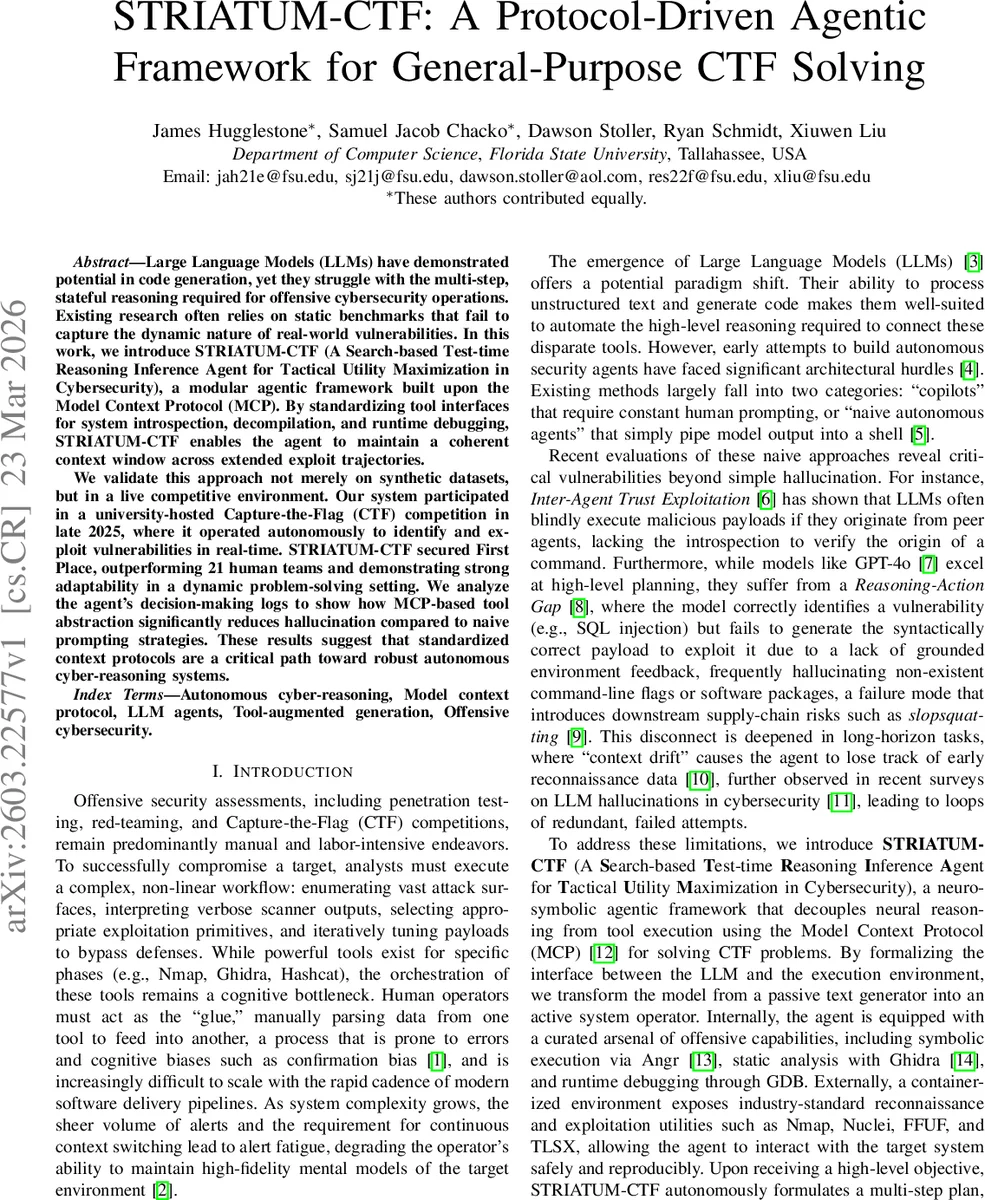 STRIATUM-CTF: A Protocol-Driven Agentic Framework for General-Purpose CTF Solving