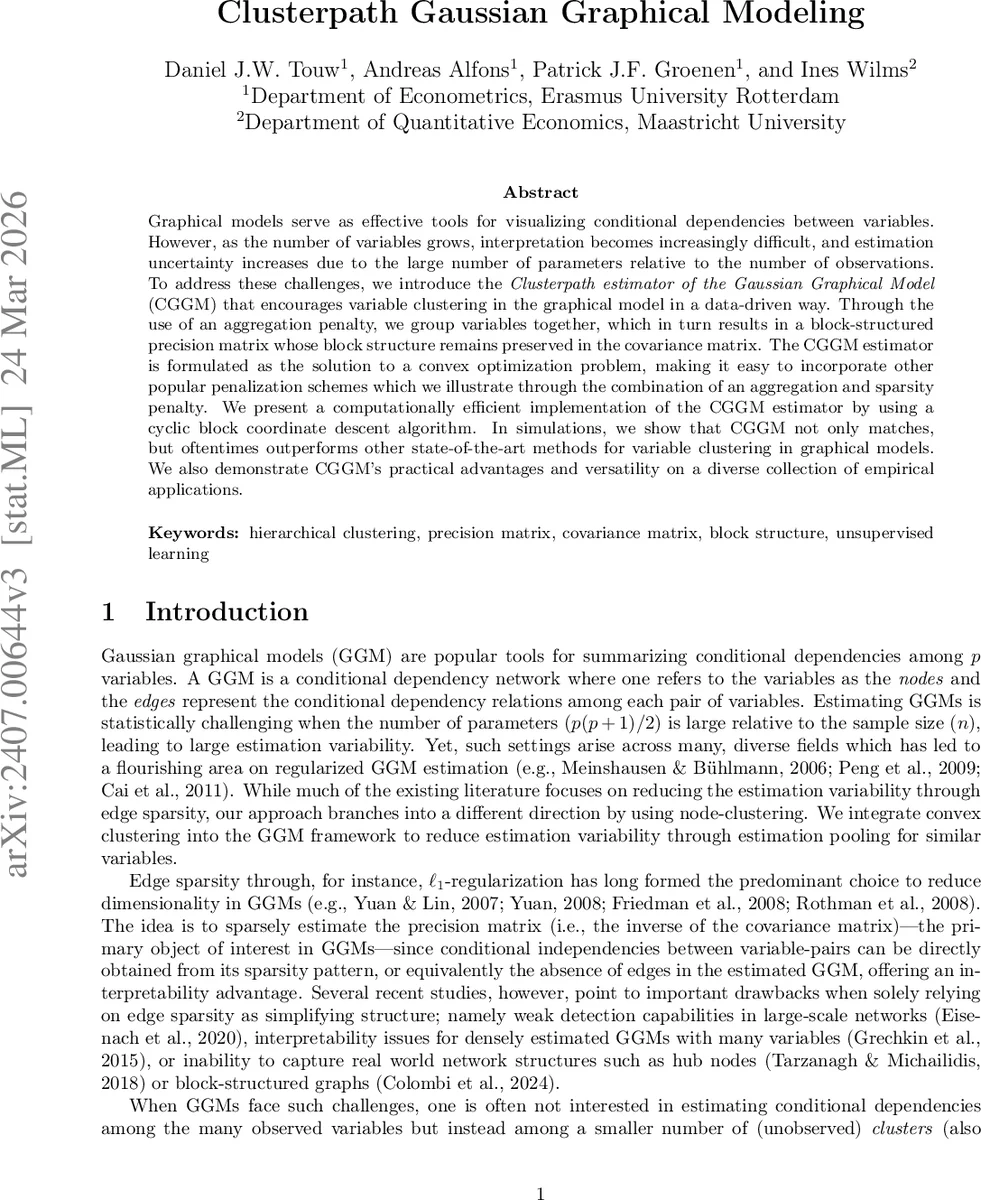 Clusterpath Gaussian Graphical Modeling