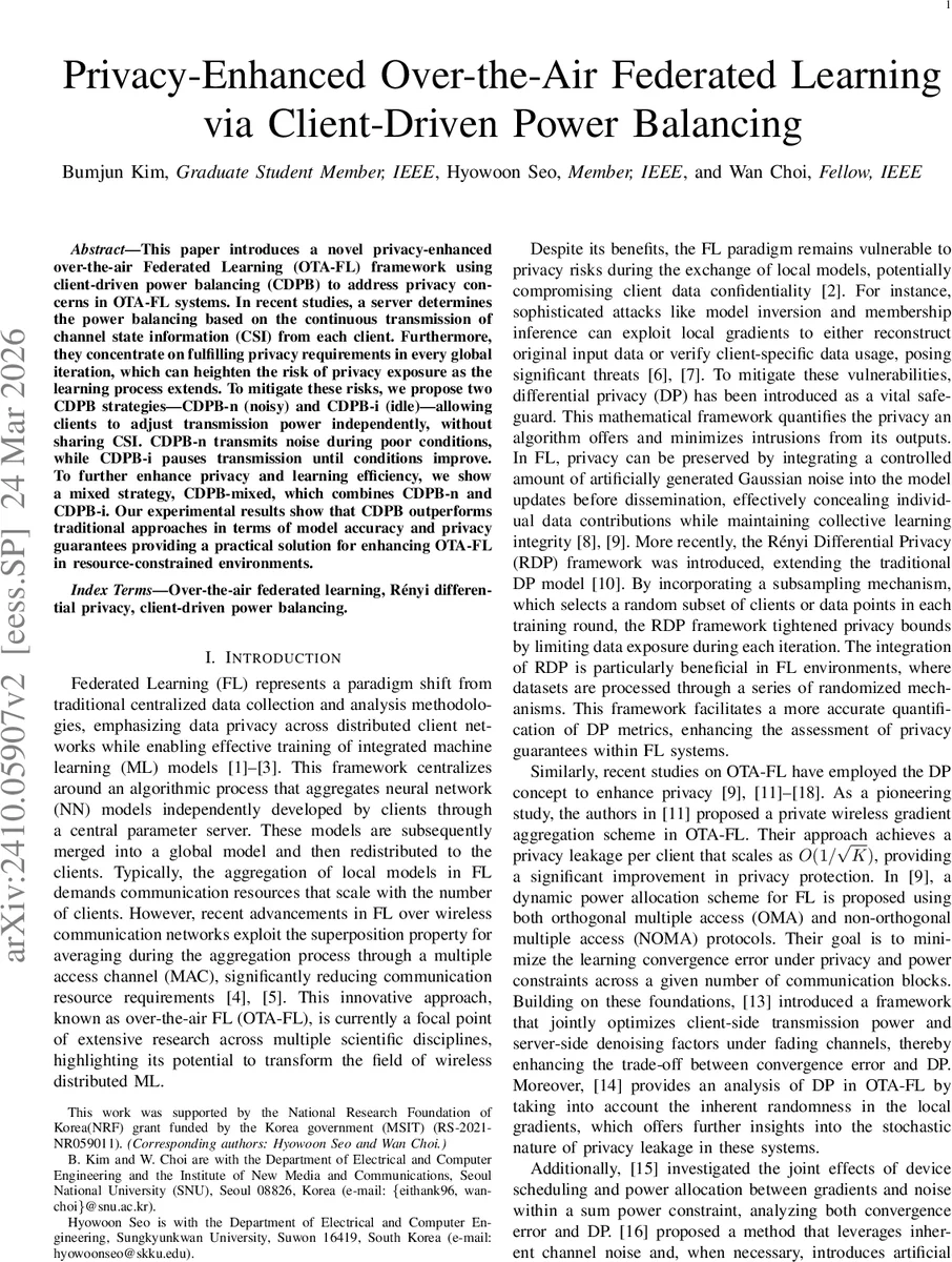 Privacy-Enhanced Over-the-Air Federated Learning via Client-Driven Power Balancing