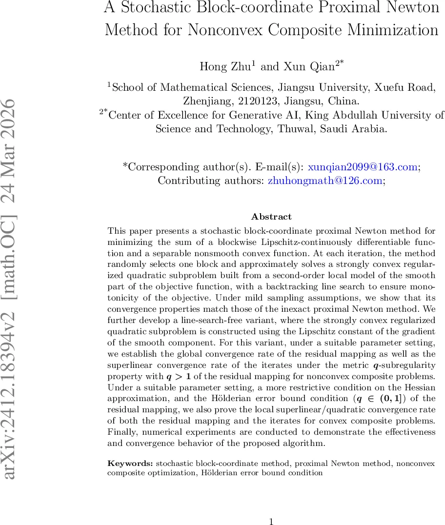 A Stochastic Block-coordinate Proximal Newton Method for Nonconvex Composite Minimization