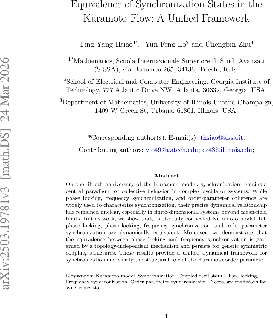 On the Equivalence of Synchronization Definitions in the Kuramoto Flow: A Unified Approach