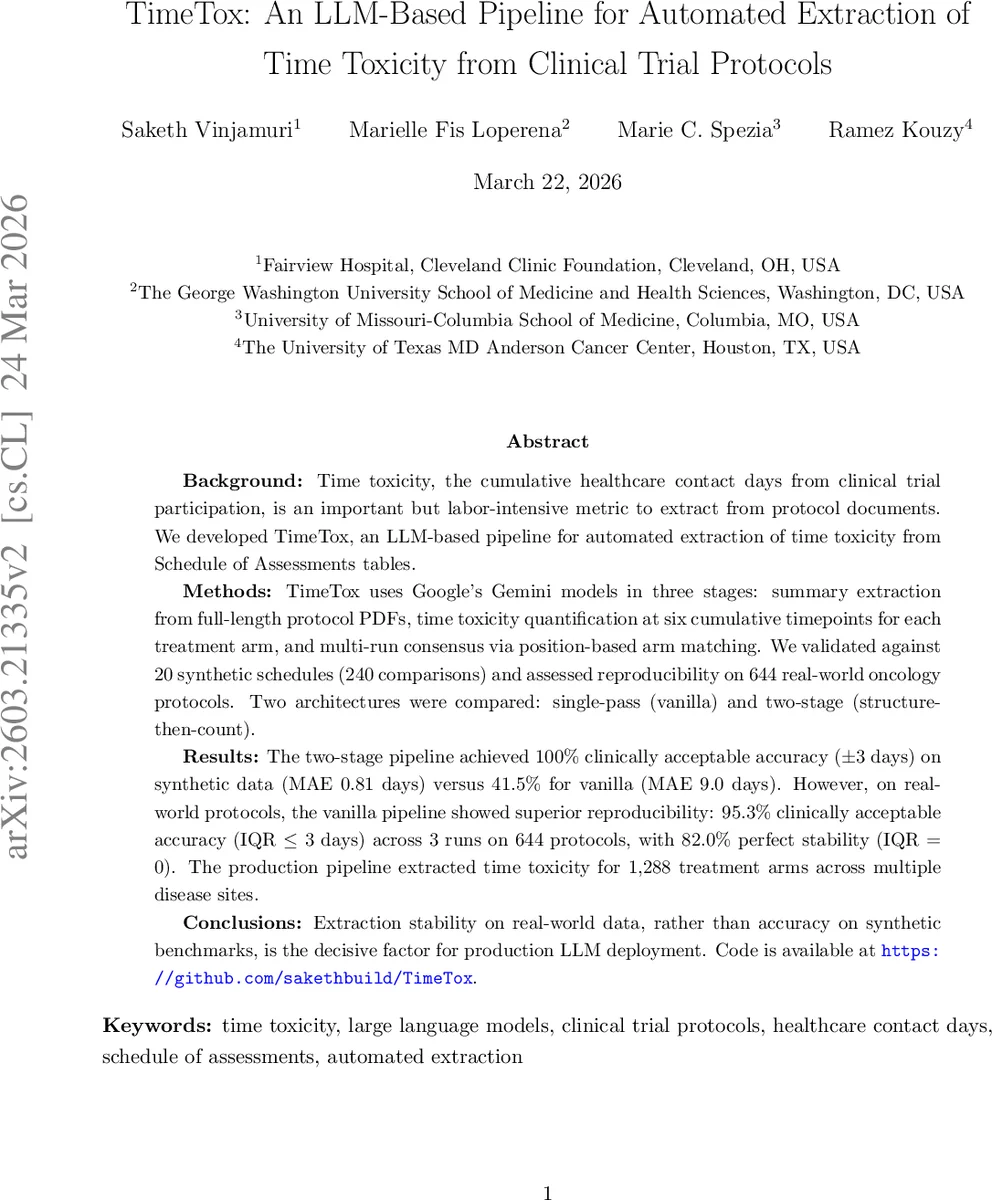 TimeTox: An LLM-Based Pipeline for Automated Extraction of Time Toxicity from Clinical Trial Protocols