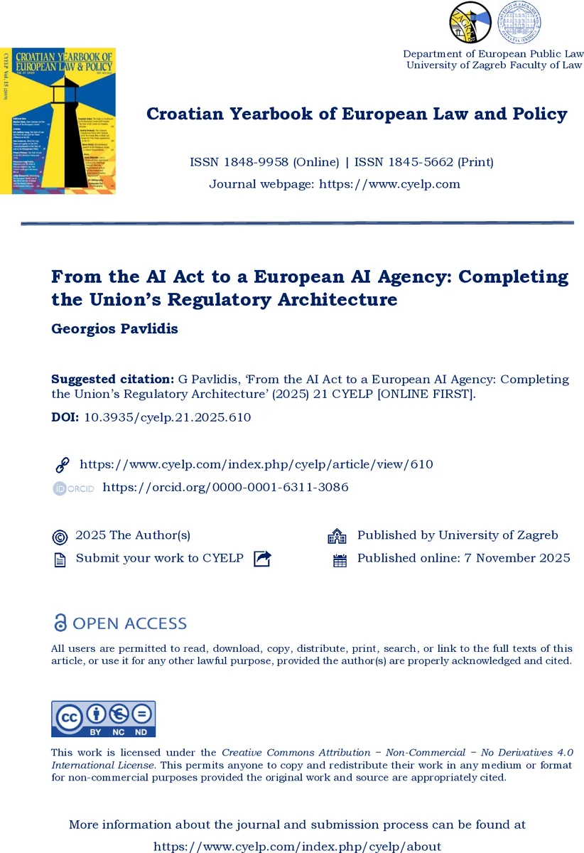 From the AI Act to a European AI Agency: Completing the Union's Regulatory Architecture