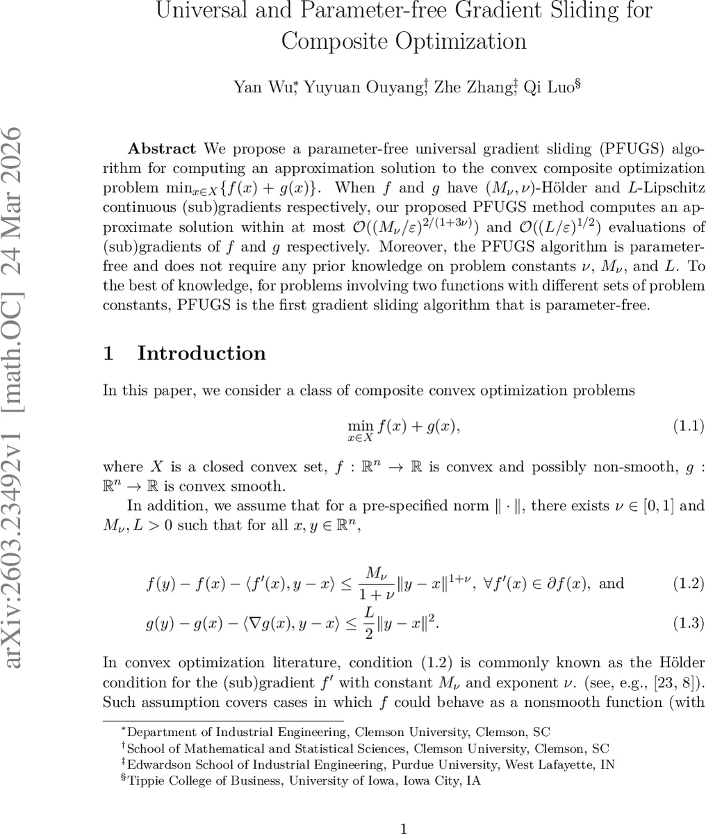 Universal and Parameter-free Gradient Sliding for Composite Optimization