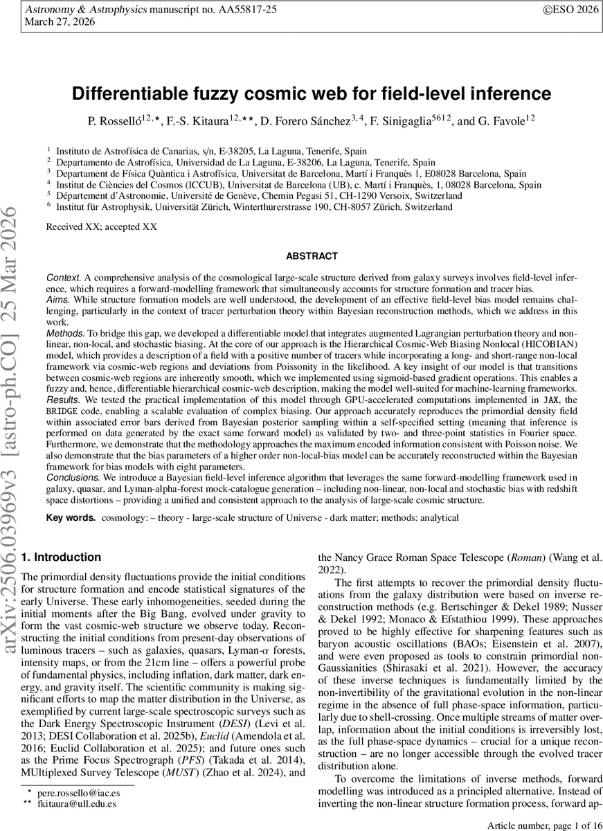 Differentiable Fuzzy Cosmic-Web for Field Level Inference