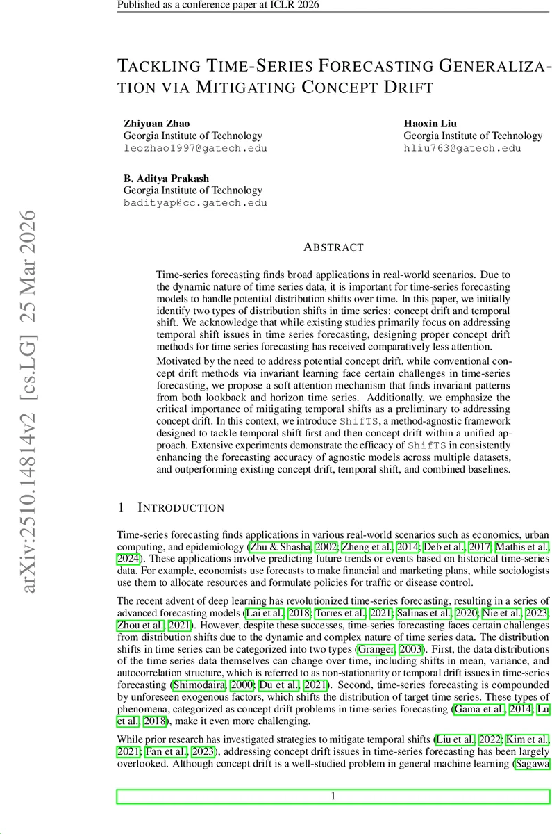 Tackling Time-Series Forecasting Generalization via Mitigating Concept Drift
