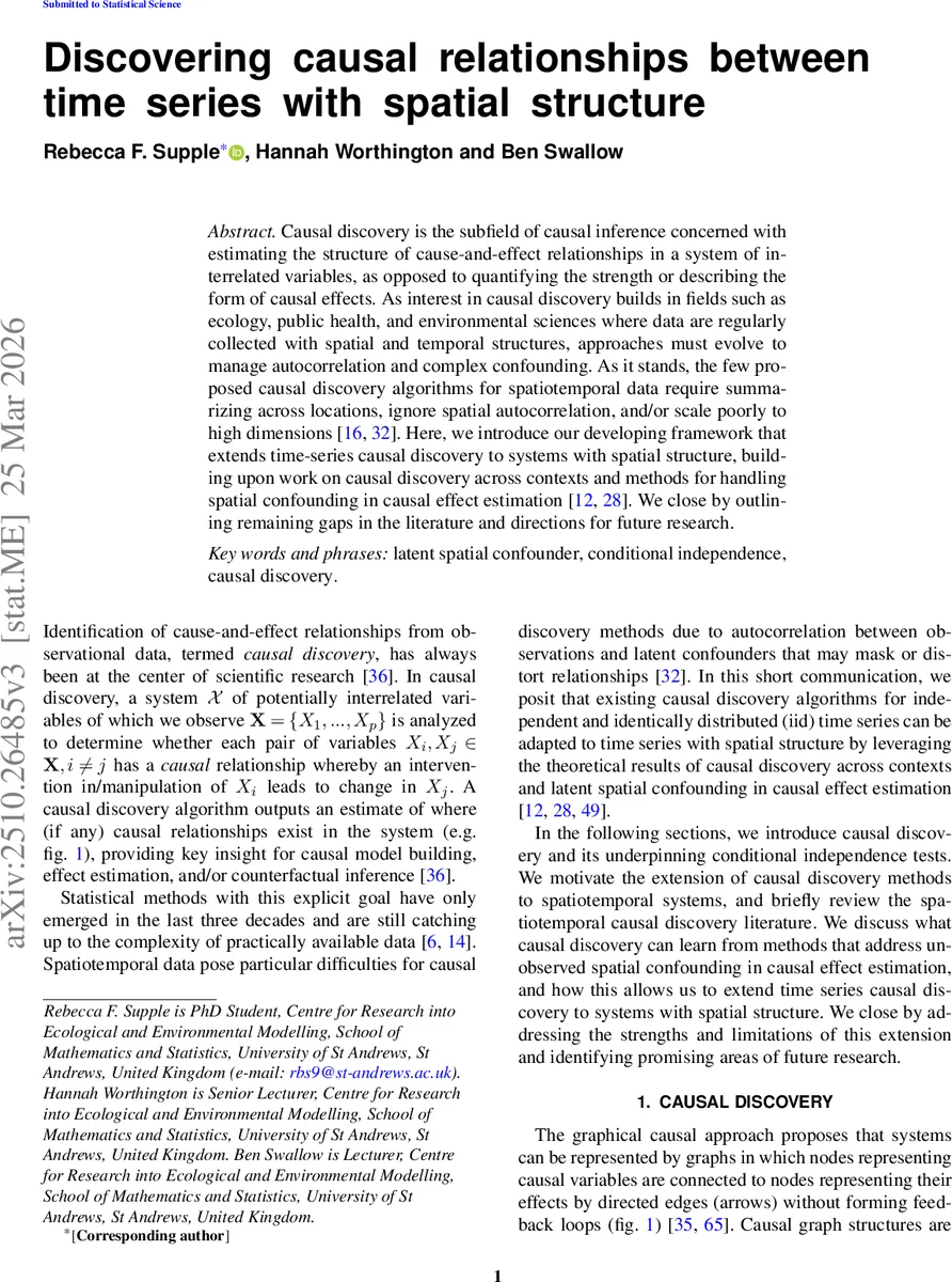Discovering Causal Relationships Between Time Series With Spatial Structure