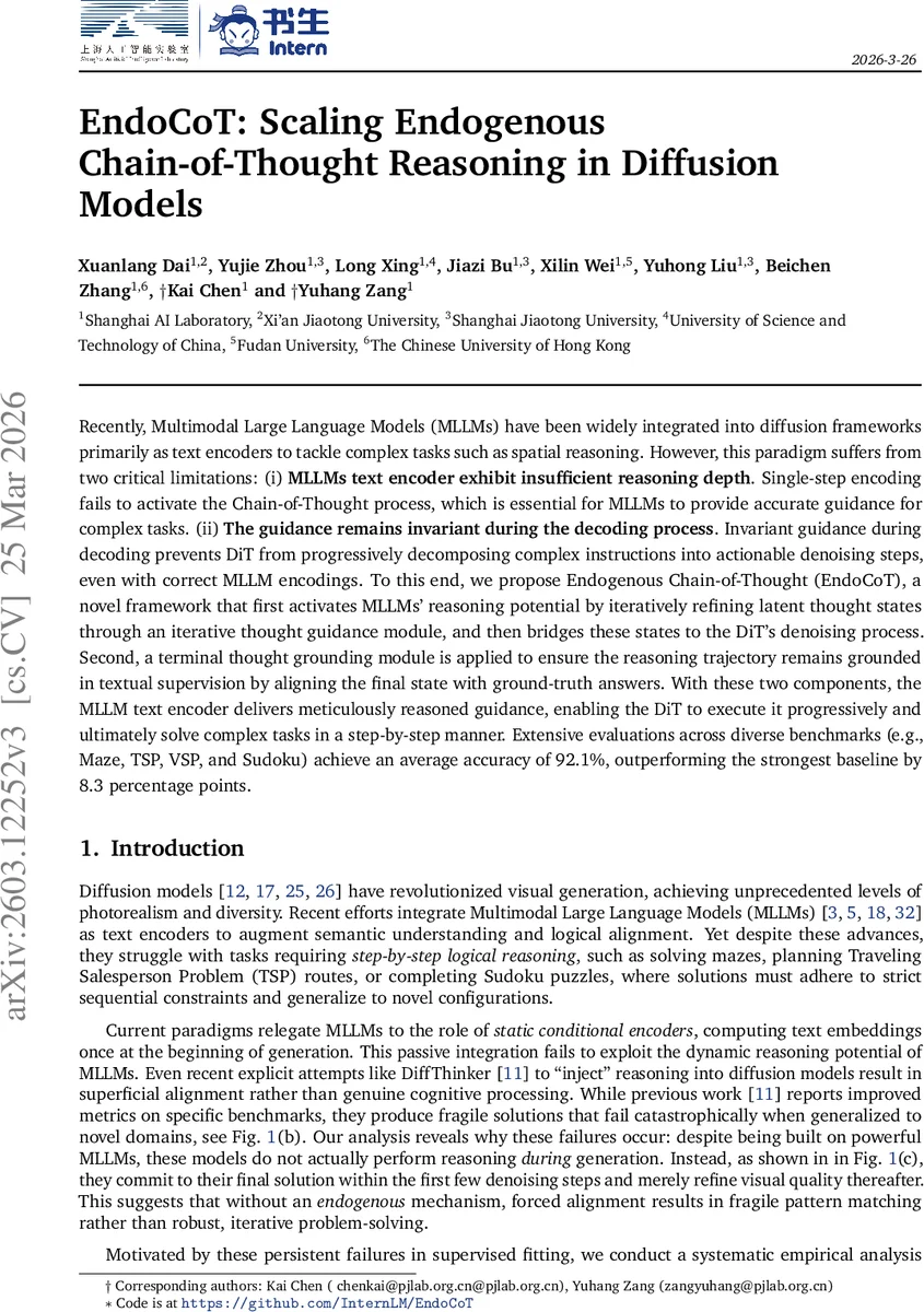 EndoCoT: Scaling Endogenous Chain-of-Thought Reasoning in Diffusion Models