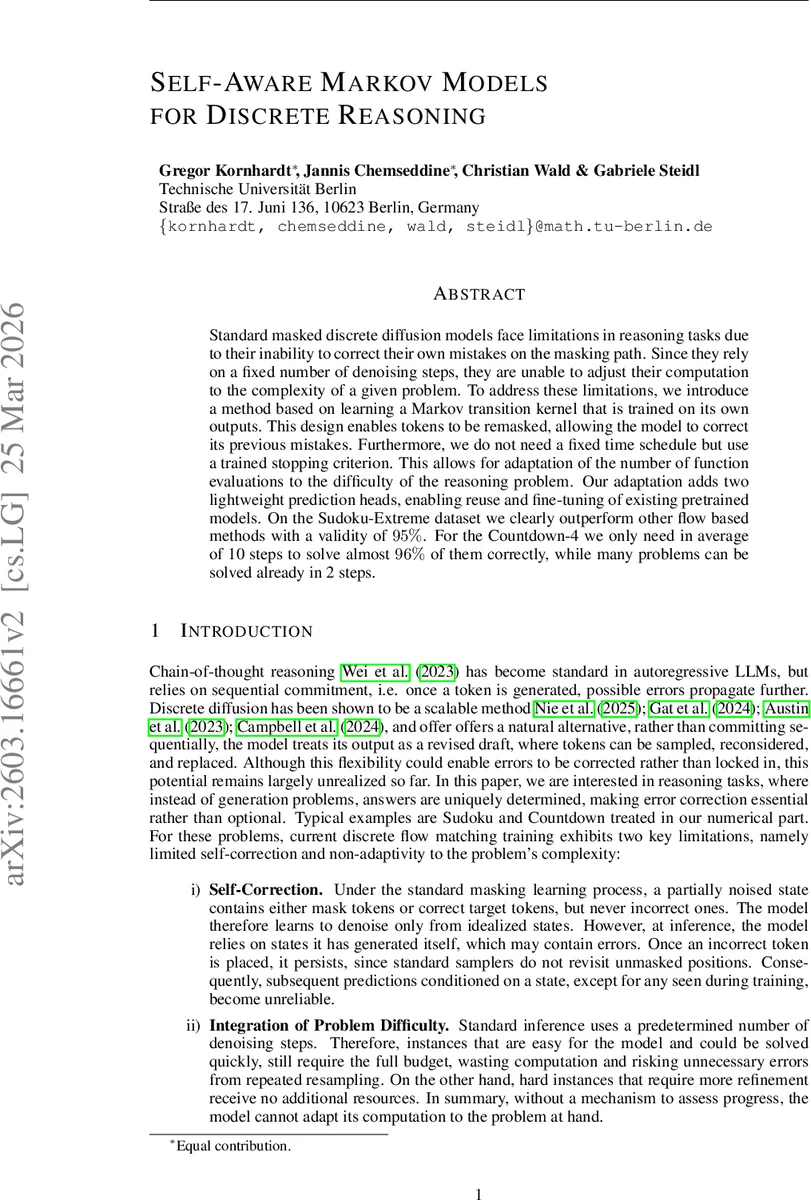 Self-Aware Markov Models for Discrete Reasoning