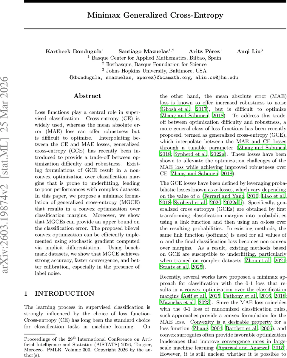 Minimax Generalized Cross-Entropy