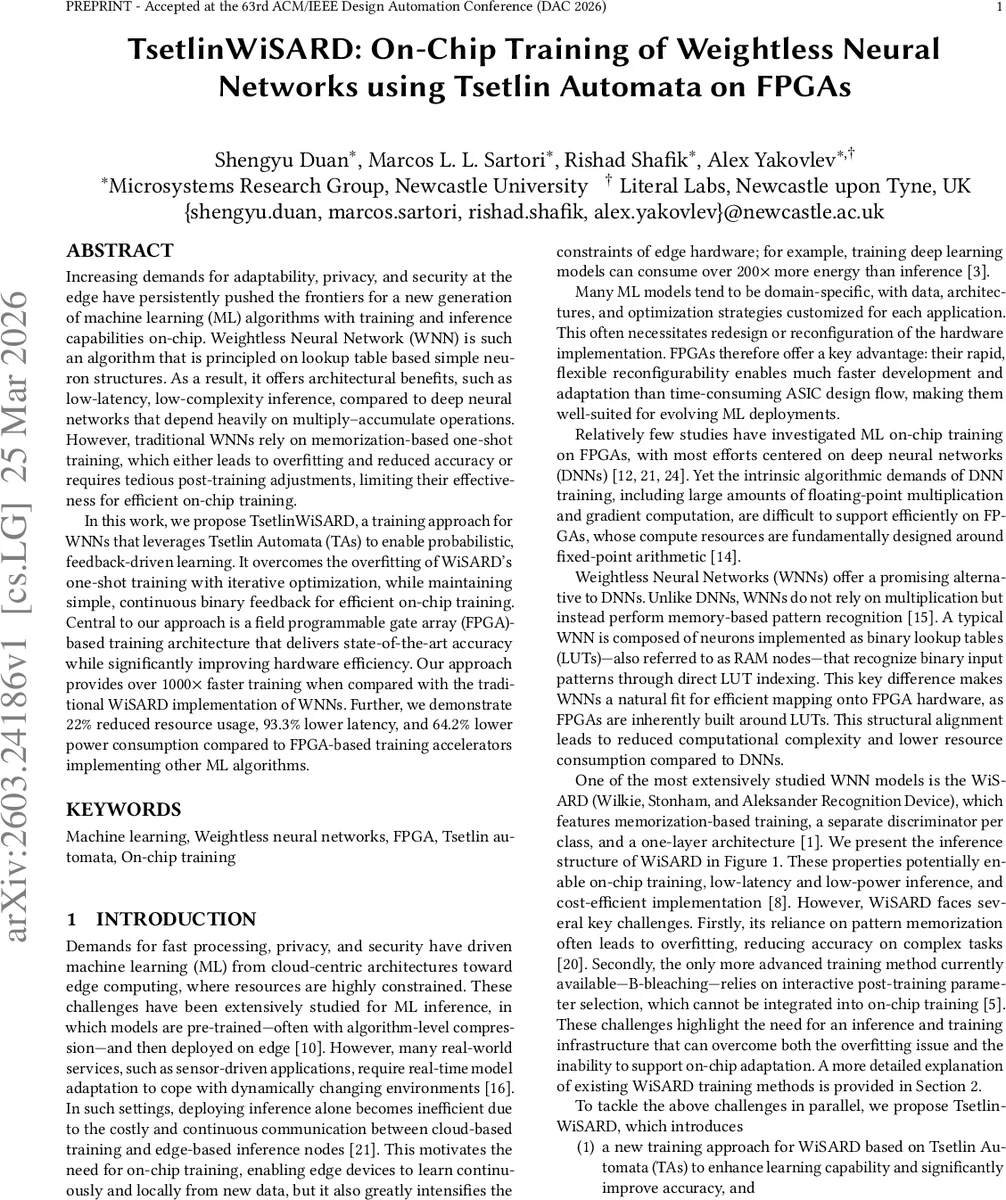 TsetlinWiSARD: On-Chip Training of Weightless Neural Networks using Tsetlin Automata on FPGAs