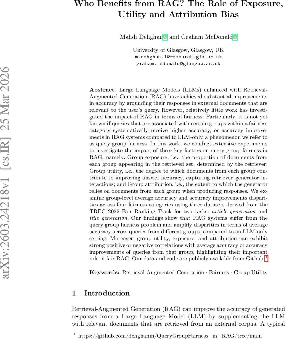 Who Benefits from RAG? The Role of Exposure, Utility and Attribution Bias