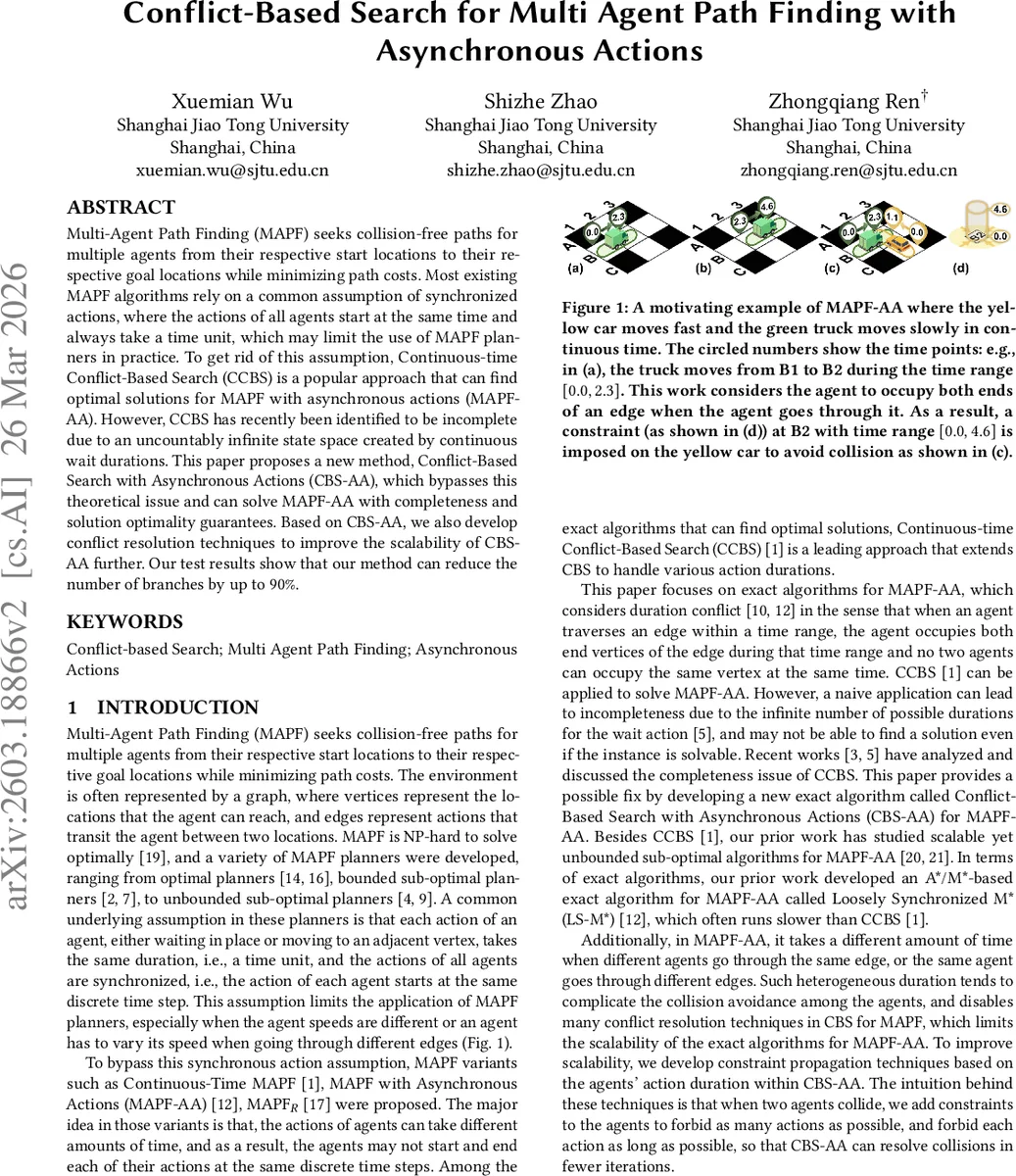 Conflict-Based Search for Multi Agent Path Finding with Asynchronous Actions
