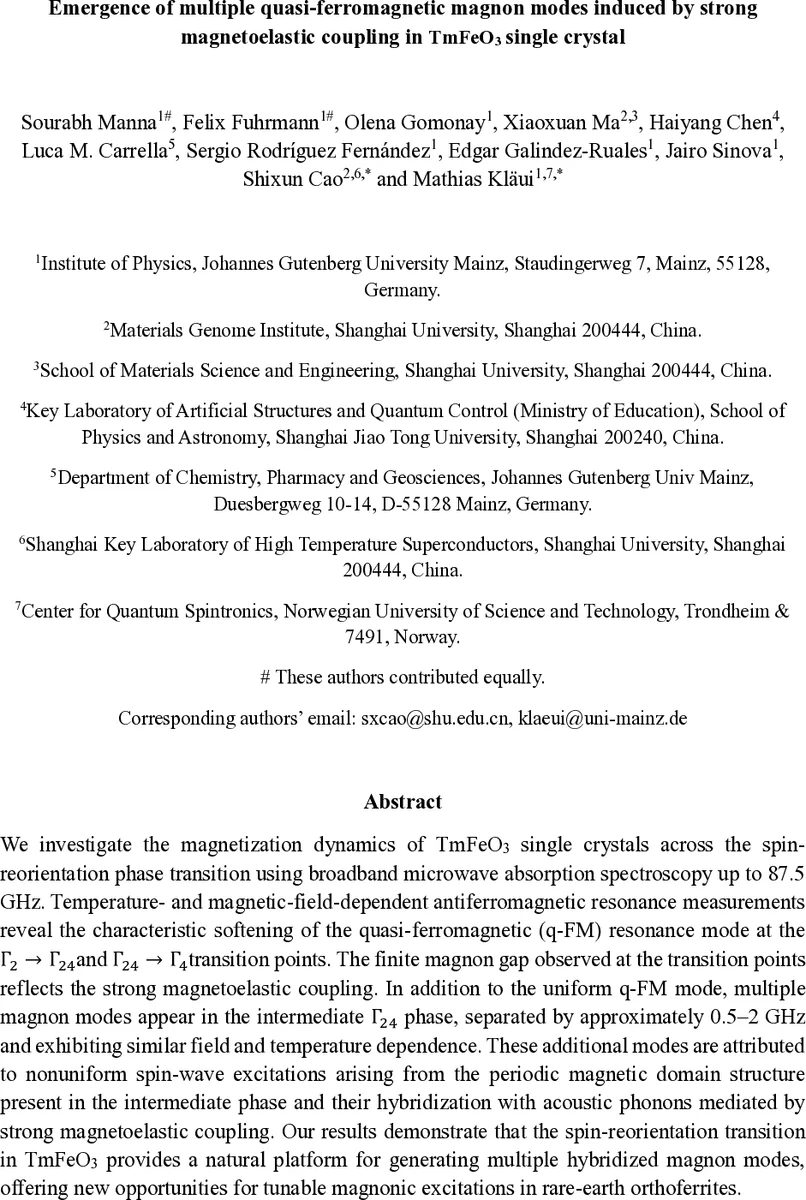 Emergence of multiple quasi-ferromagnetic magnon modes induced by strong magnetoelastic coupling in $TmFeO_3$ single crystal