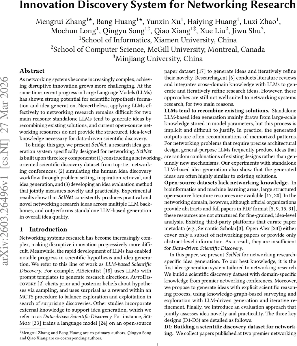 Innovation Discovery System for Networking Research