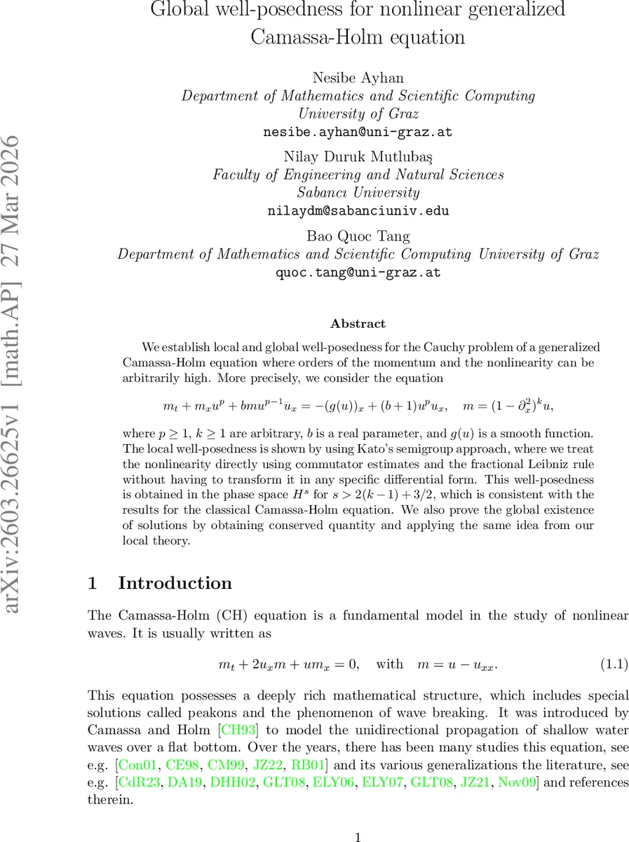 Global well-posedness for nonlinear generalized Camassa-Holm equation